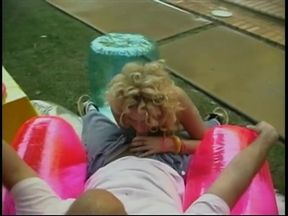 Horny blonde slut gets rammed by pool