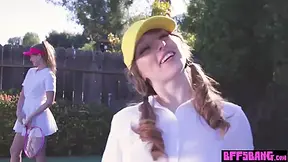 Unusual Tennis Session With Petite Besties Outdoor