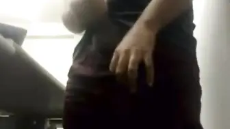 Brazilian Daddy Strokes His Big Uncut Cock at Work