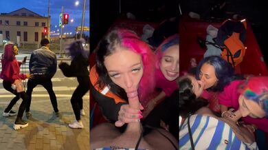 Girls surprised guy and sucked him off on boat