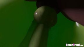 Green Futa Ass Destroyed By Horny BBC Gushing Cum Explosion