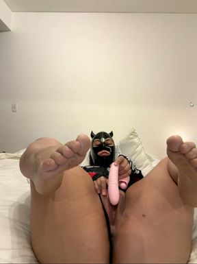 Come see how I play to put my pink dildo in my little pussy - exotic gothic masturbates in front of webcam