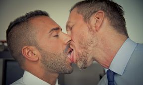 Strong men with sexy muscles enjoying riding and orgasms