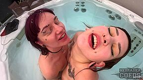 Snowy Day Underwater Jacuzzi Lesbians Dildo Playing Ellah With Sam