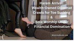 Harem Arrival: Wealth-Owned Doormat Crawls for Toe Sucking & Sole Worship Under Financial Domination