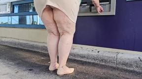 Kinky stranger eats my pussy & jerks off on my leg in my car - Big Booty BBW gets a fat load on her big butt