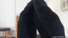 Muscular Hunk Girth Teases With Size 14 Feet In Dress Socks