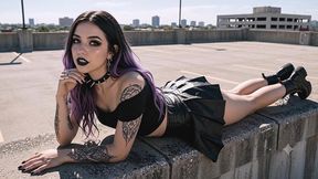 horny goth babe gets fucked on a rooftop parking lot (ai)