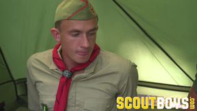 ScoutBoys Sexy strung up DILF Tyler Saint barebacks crimson-scorching Scoutboy in woods