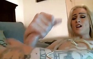 Horny blonde tranny masturbates intense and cums