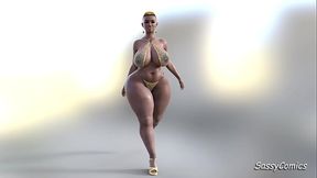 African tribe princess model lepoard print bikini 3D Animation - Sassycomic
