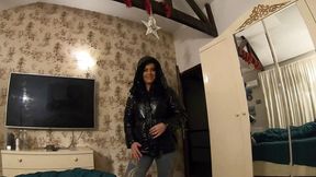 Milfycalla my friend dumps cum three times on my fresh black shiny puffy jacket!