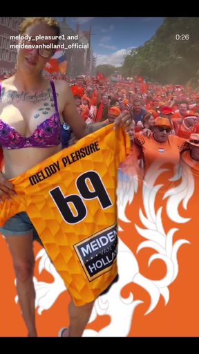Athletic blonde Dutch porn star Melody Pleasure performs a solo show