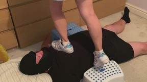 Adidas sneaker and white sock trampling and foot worship