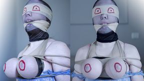 ENCASED CLOWN FACE TIT BONDAGE