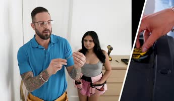 Will Pounder's Stepdaughter Emma Rosie Learns to Worship a Giant Cock