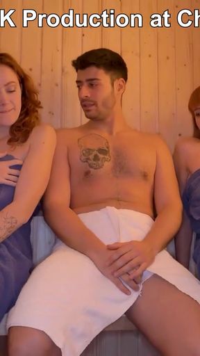 This Sauna Is Hotter Than Ever Redhead FFM Threesome Fun at Cherry-Candle   Clip 1