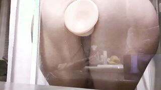Fucking my Sex Toy into the Shower for Stepdad
