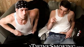 ”Hardcore stroking & smoking session on the couch by straight buddies Chain &”