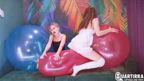 Q845 Cosette and Stashia ride two RX36 Longnecks and pop them - 480p