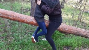 Cumming In Clothes On A Log