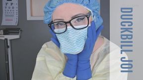 JOI Medical Fetish Tease – Yellow Isolation Gown, Surgical Gloves, Duckbill Mask Changes & Cum Countdown