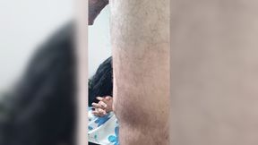 Sucking a delicious cock with milk