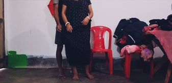 Desi Naughty Bhabi with big boobs is waiting for hot devar in outside kitchen room.