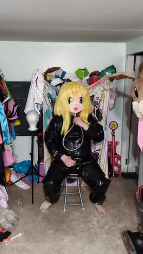 Kigurumi PVC Suit Breathhood and Tube under mask Breathplay