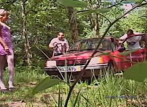 Three boys fuck a hitchhiking girl