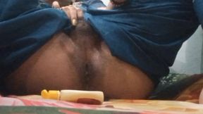 Indian crossdresser using nail paint for anal as dildo