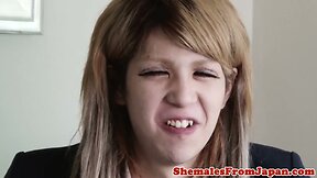 Uniformed japanese ladyboy assfuck before cum