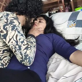 Churidar leggings removal and top only romance sex video by Vaishnavy and Sharun Raj, Mallu couple hot bedroom romance sex