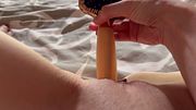 I'm masturbating in a risky way with my hairbrush and the bungalow door wide open