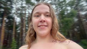 Teen Shows Tits and Asshole During a Storm in the Forest