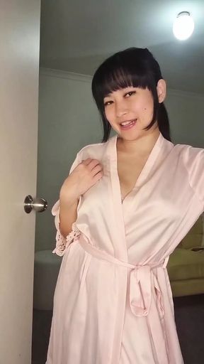 Asian milf welcomes her  tired husband JOI