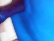 20 yo twink puts sticks hairbrush in bed and fucks it