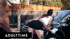 Bored Rocky Emerson Teases Classmate While Washing Car And Gets Her Soapy Pussy Fucked!