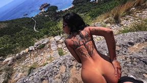 hardcore fuck i almost fell over the cliff - rough doggy style sex and intense blowjob outdoor in pov