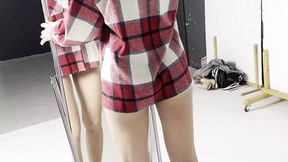 young woman in tight jeans seducing