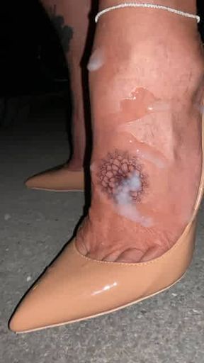 A lot of cum on my foot 10