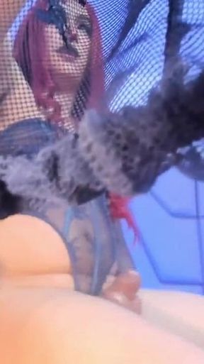 Loaded Balls and Hanging Clown Lines up and Shows Her White Ass