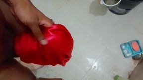 Celebrate karwachauth wearing my stepmom saree nd bra panty