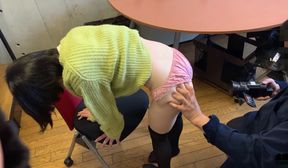 pale and hairy japanese girlfriend has sex in front of boyfriend