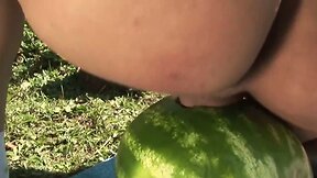 Odd shemale fuck a watermelon