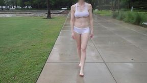 Almost naked under the rain