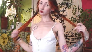 long-haired natural girl down braids ❀ naked but in stockings