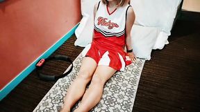Busty married woman in cheerleader outfit does hardcore workout