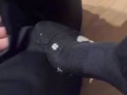 Twink Slave sniff foot worship for his Sneak Master scally lad  stinky Socks smelly foot feet cock