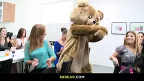 Sluts can't wait to suck dancers' big cocks in group frenzy